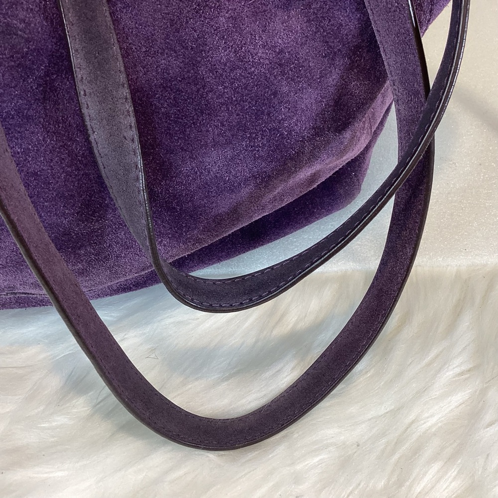 MICHAEL KORS ASHBURY HIPPIE BOHO SLOUCHY RAW SUEDE LEATHER HANDBAG VIOLET - Picture 10 of 15